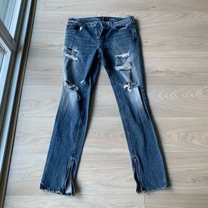 Mens PacSun distressed blue jeans - stacked skinny 34x32